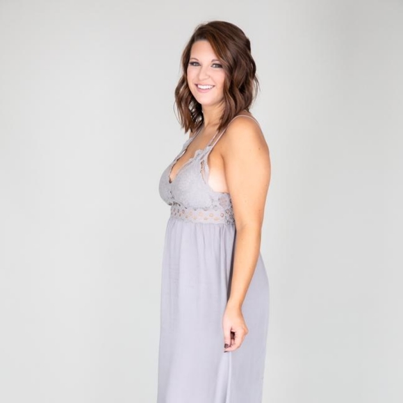 SUCH A DELIGHT GREY LACE MAXI DRESS - Picture 3 of 6